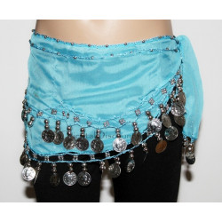 Ceinture enfant de danse orientale turquoise argent