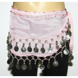 Ceinture enfant de danse orientale rose argent