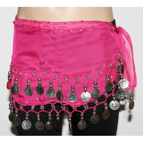 Ceinture enfant de danse orientale fuschia argent