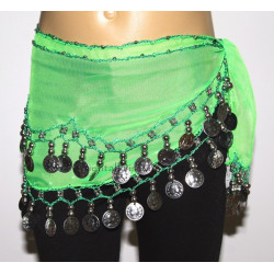 Ceinture enfant de danse orientale vert argent