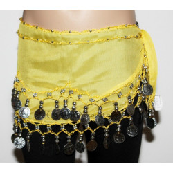 Ceinture enfant de danse orientale jaune argent