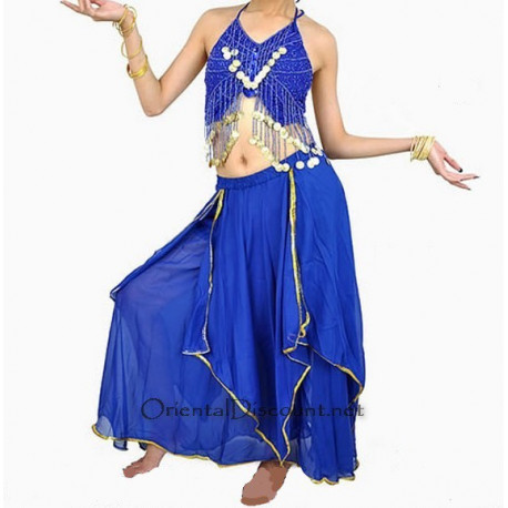 Costume de danse orientale bleu nuit