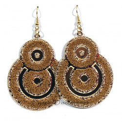 Boucles d'oreilles fantaisie ocre et doré