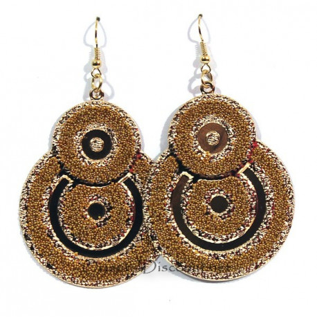 Boucles d'oreilles fantaisie ocre et doré