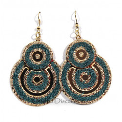Boucles d'oreilles fantaisie bleu et doré