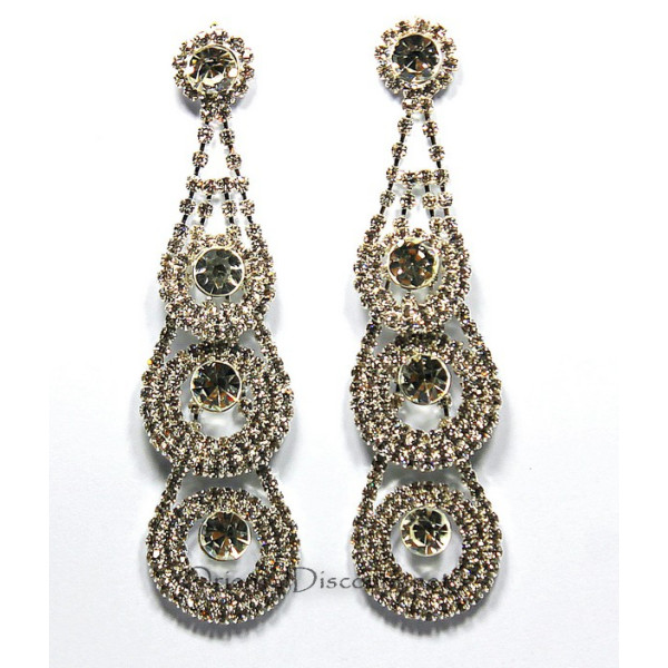 Boucles d'oreilles strass argenté