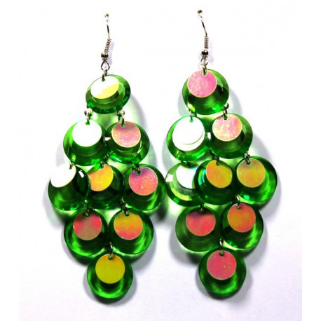 Boucles d'oreilles grappe translucide VERT