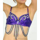 Soutien gorge de danse orientale violet et argenté