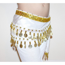Ceinture enfant de danse orientale velours blanc