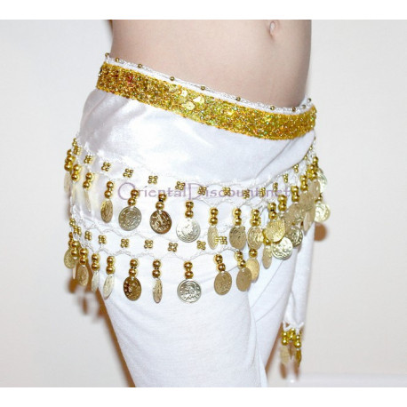 Ceinture enfant de danse orientale velours blanc