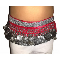 Ceinture de danse orientale enfant rouge galon argent