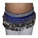 Ceinture de danse orientale enfant bleu nuit galon argent