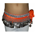 Ceinture de danse orientale enfant orange galon argent