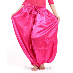 Sarouel de danse orientale satin fuschia