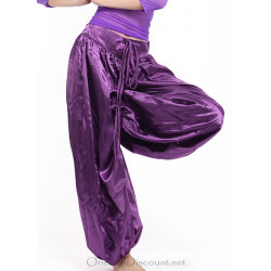 Sarouel de danse orientale satin violet