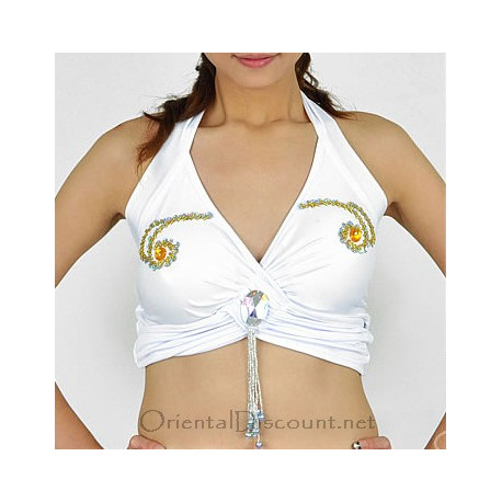 Top de danse orientale blanc