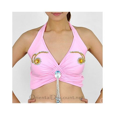 Top de danse orientale rose clair