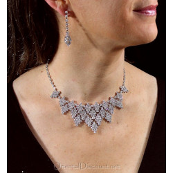 Parure strass strass argenté petits losanges