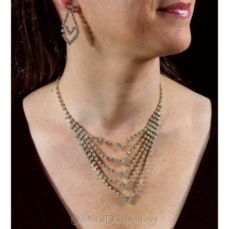 Parure strass strass doré triangle