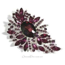 Broche pour costume de danse orientale pierre ovale violet