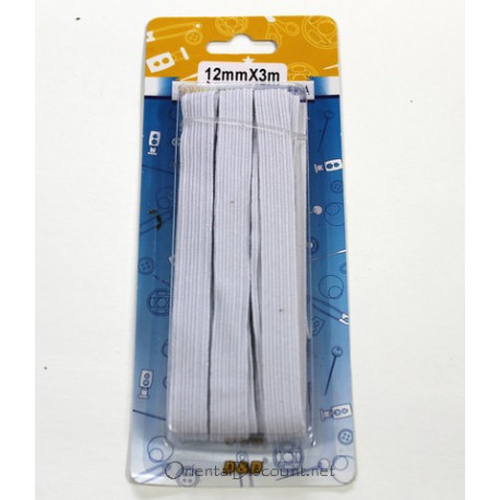 Elastique au mètre blanc 12mm x 3 mètres
