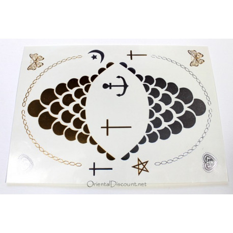 Planche de tatouages doré et argentés