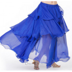 Jupe doublée à volants de danse orientale bleu nuit