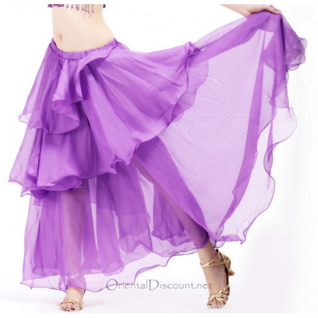Jupe doublée à volants de danse orientale violet
