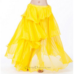 Jupe doublée à volants de danse orientale jaune
