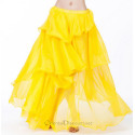Jupe doublée à volants de danse orientale jaune