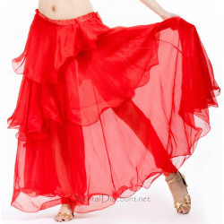 Jupe doublée à volants de danse orientale rouge