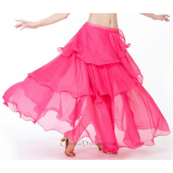 Jupe doublée à volants de danse orientale fuschia