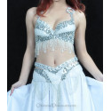 Ensemble coordonné de danse orientale blanc argent
