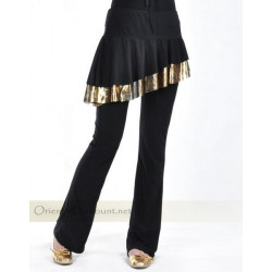 Pantalon de cours de danse orientale à volants noir et doré