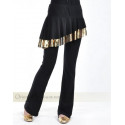 Pantalon de cours de danse orientale à volants noir et doré