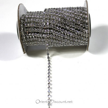 Chaîne au mètre strass argenté