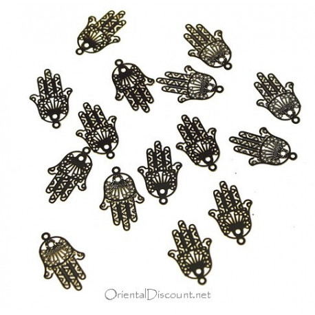 Lot de 10 médaillons main de Fatma doré