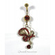 Piercing nombril papillon strass rouge