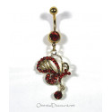 Piercing nombril papillon strass rouge