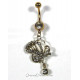 Piercing nombril papillon doré strass blanc