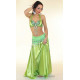 Tenue de danse orientale vert anis et argent 3 pièces