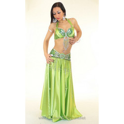 Costume de danse orientale vert d'eau et or
