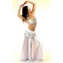 Tenue de danse orientale blanc et argent 3 pièces