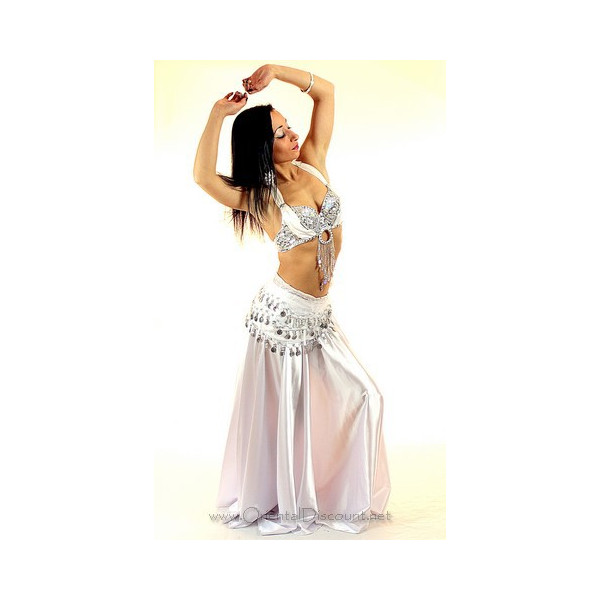 Ceinture de danse orientale blanche à sequins or - 4,90 €