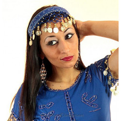 Serre tête filet de danse orientale bleu roy