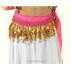 Ceinture de danse orientale feuilles dorées fuschia