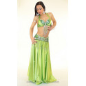 Set satin de danse orientale vert anis
