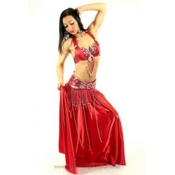 Set satin de danse orientale Rouge