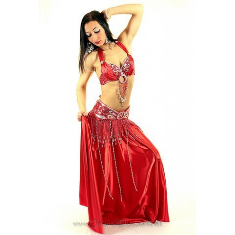 Set satin de danse orientale Rouge