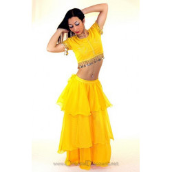 Costume de danse orientale top jupe jaune